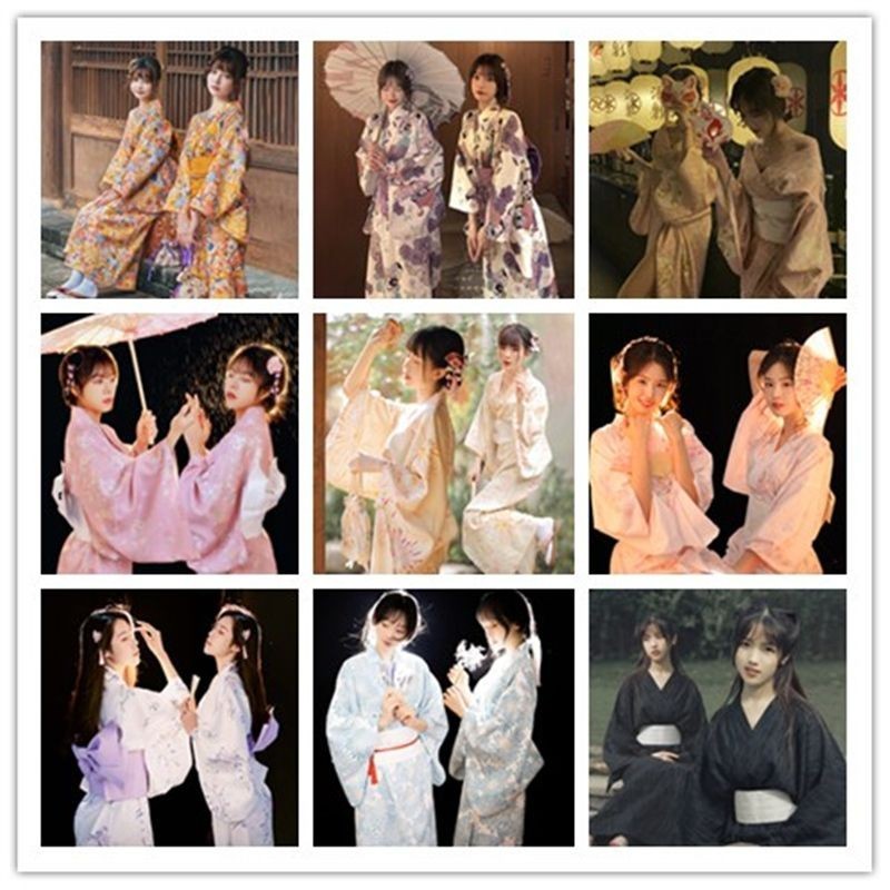日式和服 進口服飾 神明少女服裝和服cos女正裝傳統日本可愛神明少女改良日系日式美容日料店和服