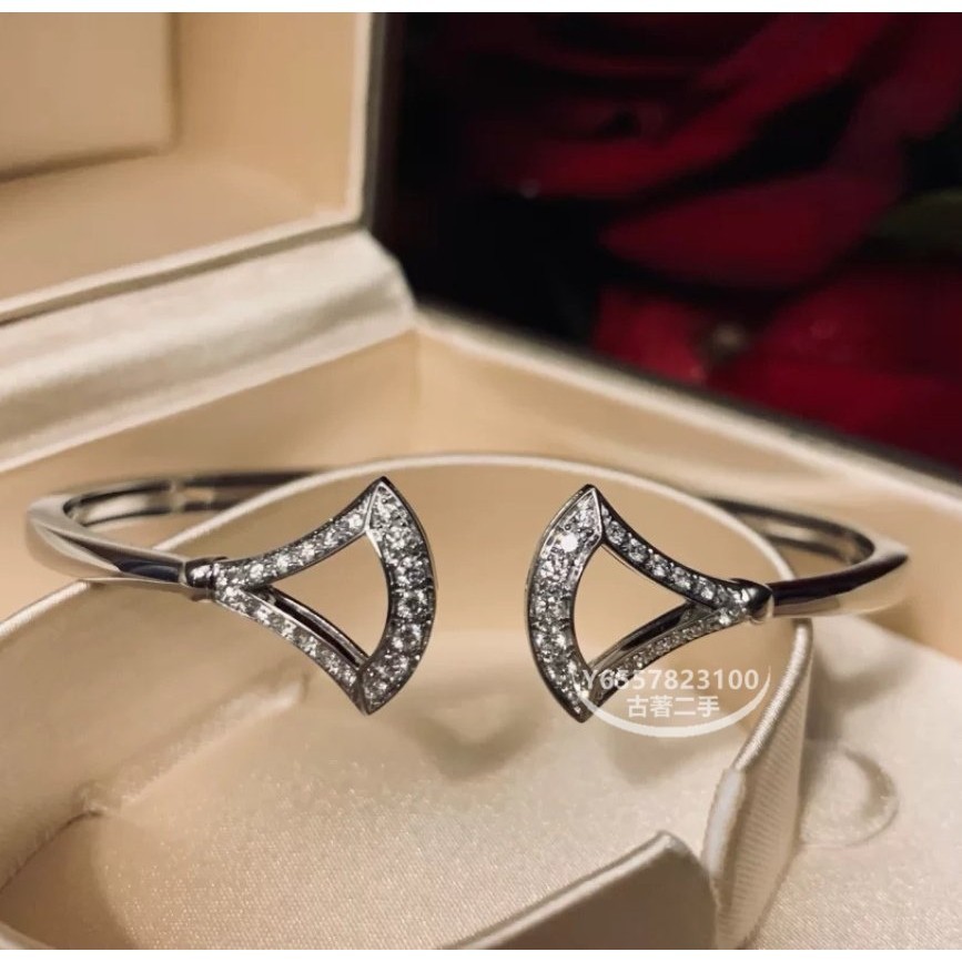 二手便宜出 BVLGARI 寶格麗 SERPENTI系列扇形手鐲 鑽石18K玫瑰金手環 BR858387