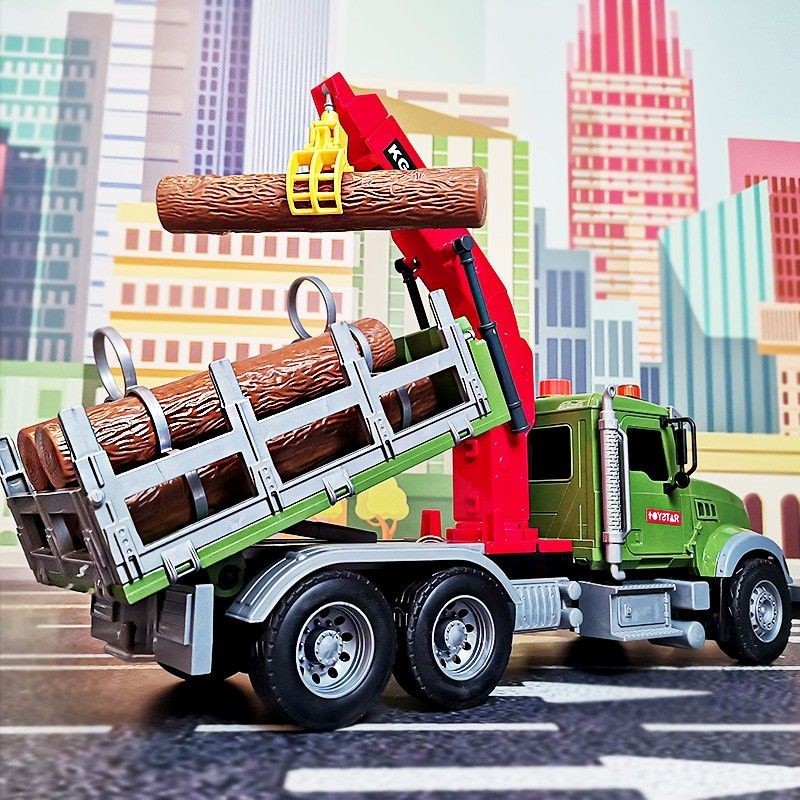 5折限時秒殺新品玩具🔥大號抓木機工程車玩具兒童男孩木材運輸車垃圾分類車慣性自卸汽車