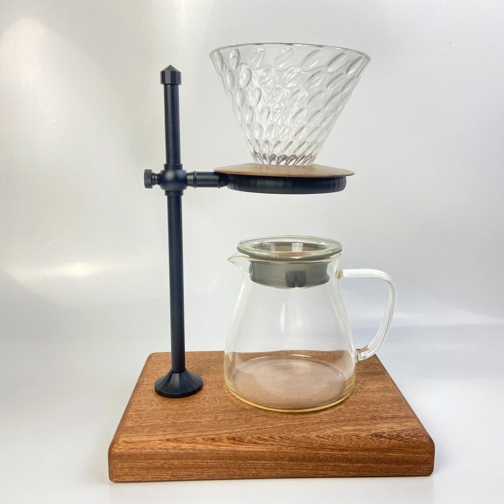 手衝咖啡架 手沖架 手衝咖啡收納 濾杯架 咖啡手衝支架高端複古實木底座鋁合金濾杯支架咖啡廳