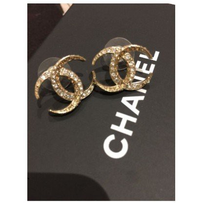 二手正品 Chanel 杜拜款 大款 金cc超閃亮 鑽 耳環