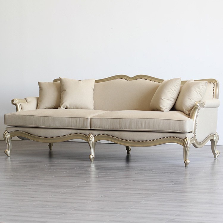 含運美式輕奢佈藝沙發法式新古典客廳高端實木櫸木鵰花香檳傢具可定製J4