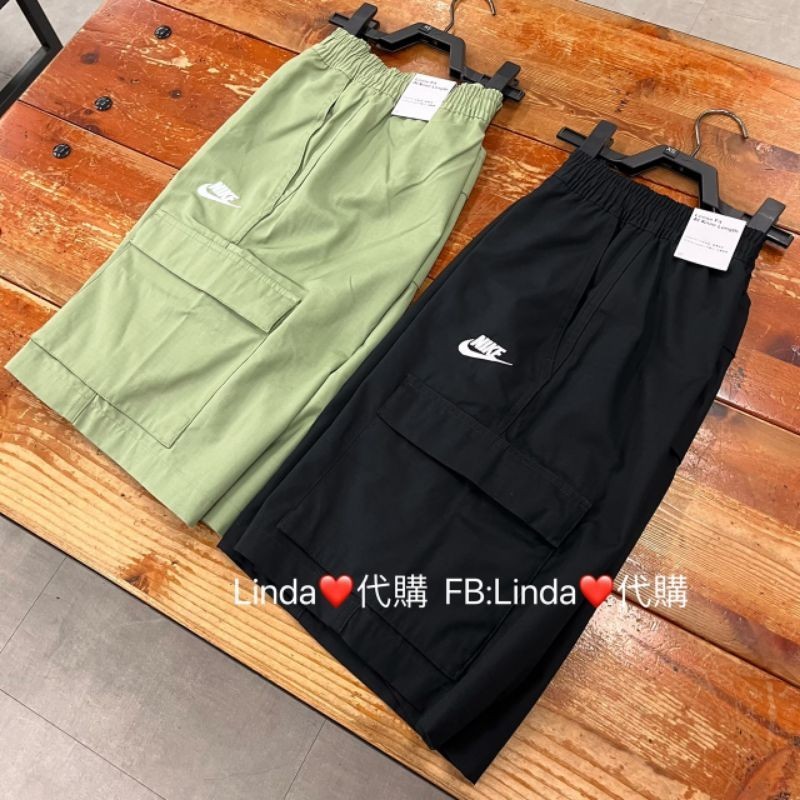 Linda❤️代購 ⚠️ NIKE NSW 刺繡LOGO 及膝 抽繩 多口袋 工裝 短褲 男款 FB1247-010