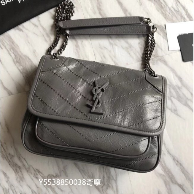 二手精品 聖羅蘭SAINT LAURENT 533037 YSL BABY NIKI 22CM 郵差包 流浪包 2.55