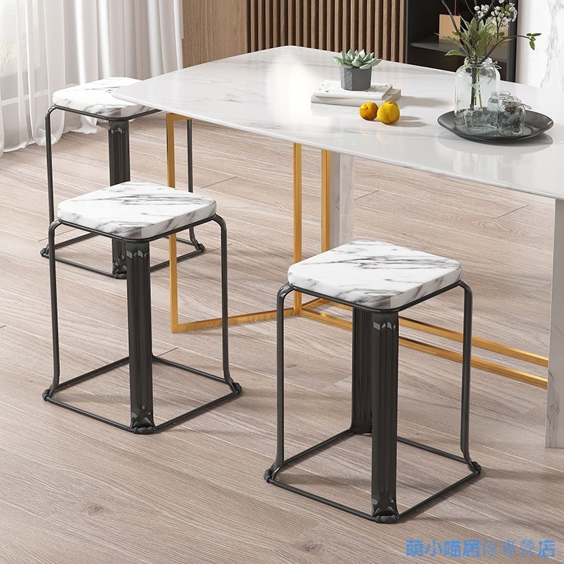 鐵藝凳子 傢用現代簡約方凳 快餐凳 加厚客廳凳子 餐桌凳 鋼筋凳 收納凳