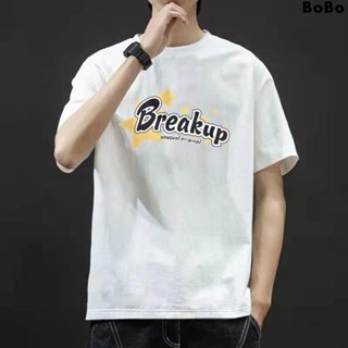 BOBO韓流時尚男裝 男生短袖上衣 短袖T恤 字母男士短袖T恤夏季寬松百搭青年體恤衫半截袖圓領印花上衣男t恤