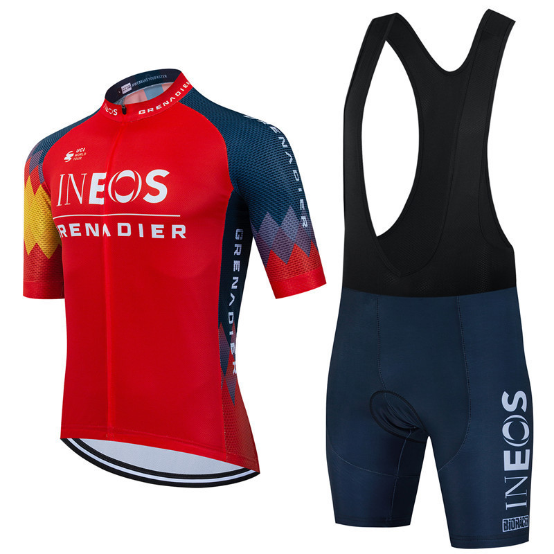 ⚡限時下殺⚡新款INEOS自行車運動衫男子紅色橙色騎行服裝夏季自行車背帶套裝
