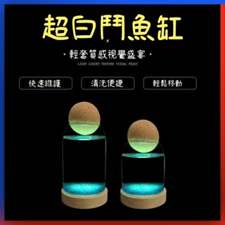 🐱🐶小魚缸 魚缸造景 鬥魚魚缸 孔雀魚缸 鬥魚缸 創意玻璃鬥魚缸辦公桌麵小魚缸七彩變色超白鬥魚缸迷你魚缸鬥魚瓶