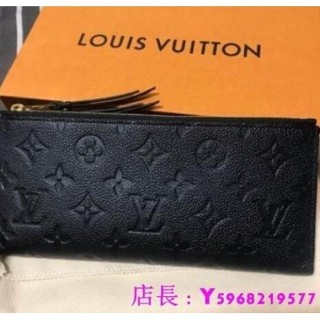 二手 LV-Louis Vuitton LV M62528 Adele 雙拉鍊 黑色 紅色 壓紋 長夾 現貨
