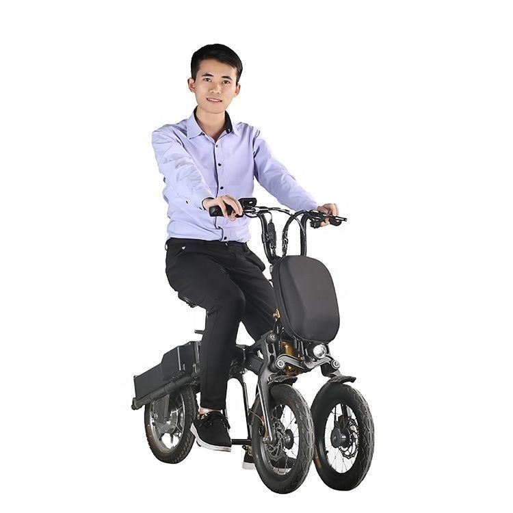 【這款是定制產品 標價為定金】簡行倒三輪折疊電動自行車親子款帶娃電瓶車防側滑上班成人代步車