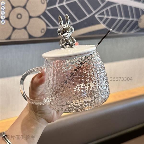 台灣嚴選-水杯 耐熱玻璃杯 早餐杯 ins風可愛高顏值馬克杯帶蓋勺 辦公室咖啡杯子