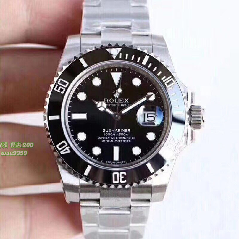 X經典款 Rolex 勞力士 黑水鬼 316精鋼錶殼 抗刮損藍水晶鏡面 進口機械機芯帶日曆 40mm 男士手錶