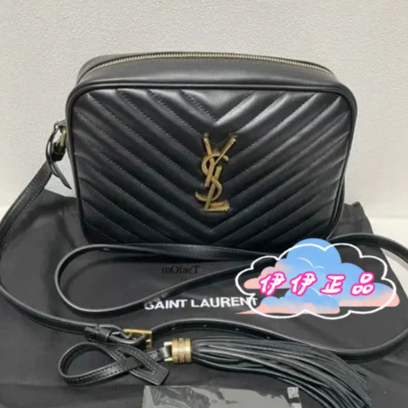 爆款 YSL 聖羅蘭 LOU絎縫皮革 流蘇相機包 山形紋 斜挎包 612544 經典款肩背包