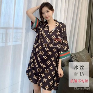 暴力熊 潮牌睡衣 睡裙 睡袍 冰絲睡衣 性感睡衣 睡衣 天絲睡衣 涼感睡衣 夏天睡衣 休閒睡衣 寬鬆大尺碼碼睡衣 傢居服