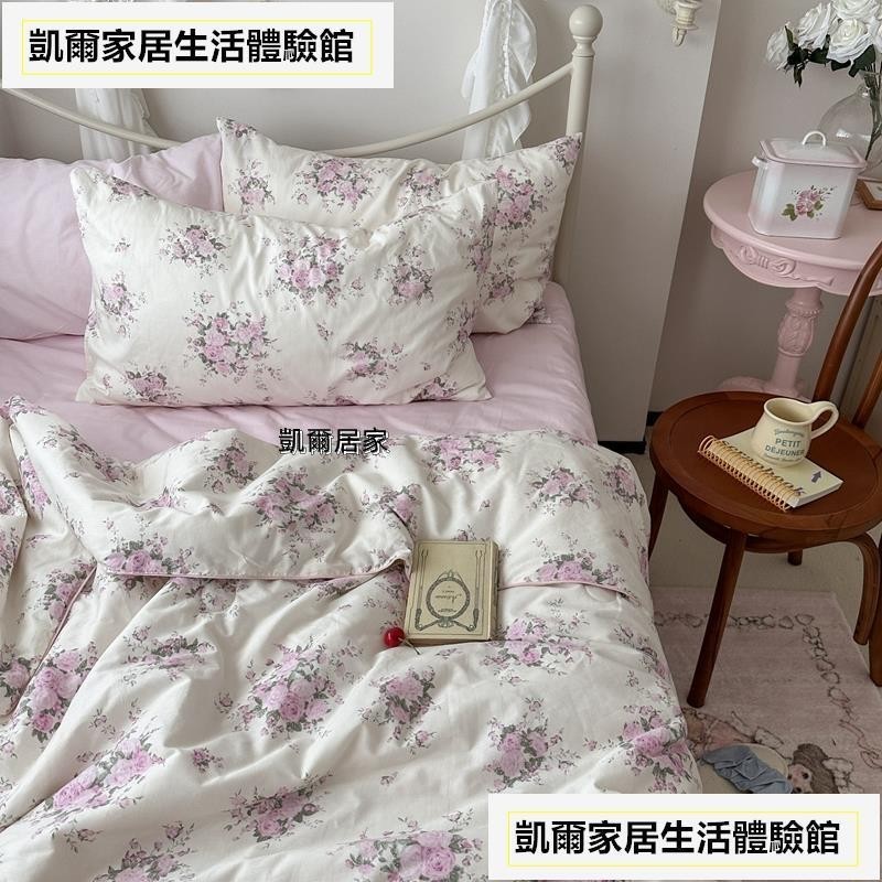 台灣熱銷🏆微甜粉色花朵純棉可機洗夏涼被床包 100%全棉夏涼被 冷氣被/空調被/鋪棉薄被子 單人夏被1224
