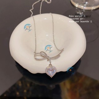 奢華精緻鋯石心形鈦鋼項鍊可愛首飾jewelry