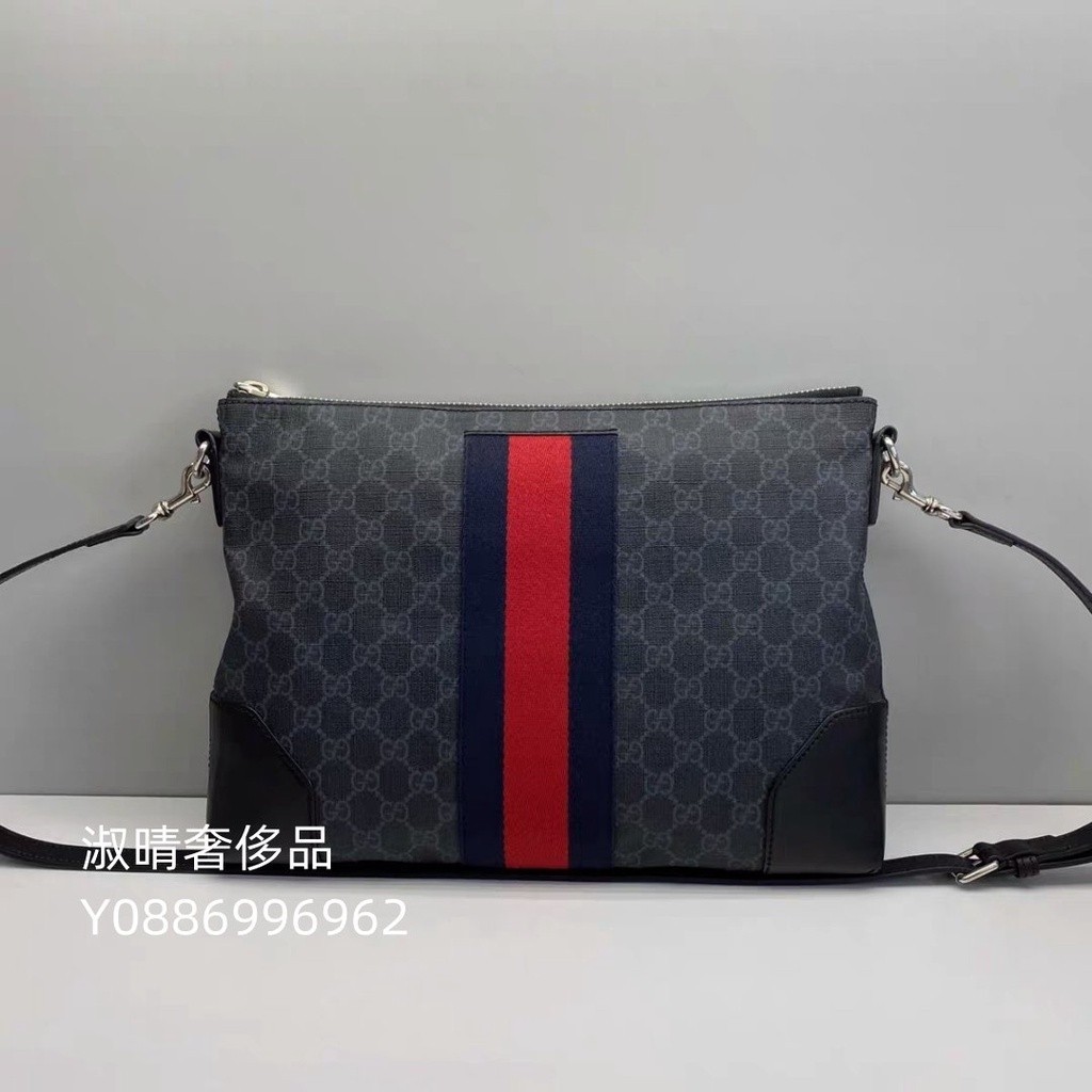 二手精品 Gucci 古馳 474139 古馳男士帆布郵差包斜背包 男包斜背包GG印花手 現貨