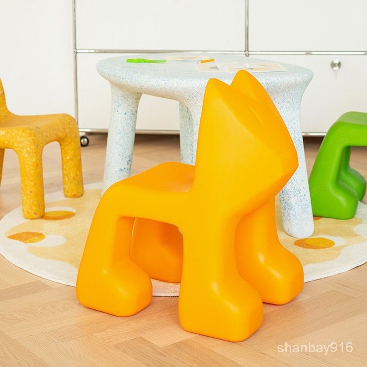 現貨/免運北歐設計師創意狐狸兒童椅傢用動物卡通矮凳幼兒園寶寶玩具小凳子