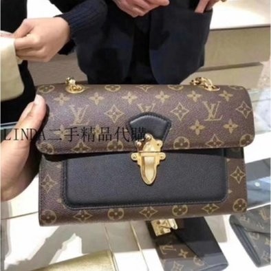 二手精品 LV 路易威登 VICTOIRE M41730 黑色 鏈條包 肩背包 斜挎包