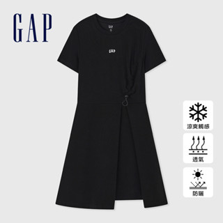 Gap 女裝 Logo防曬圓領短袖洋裝-黑色(512502)