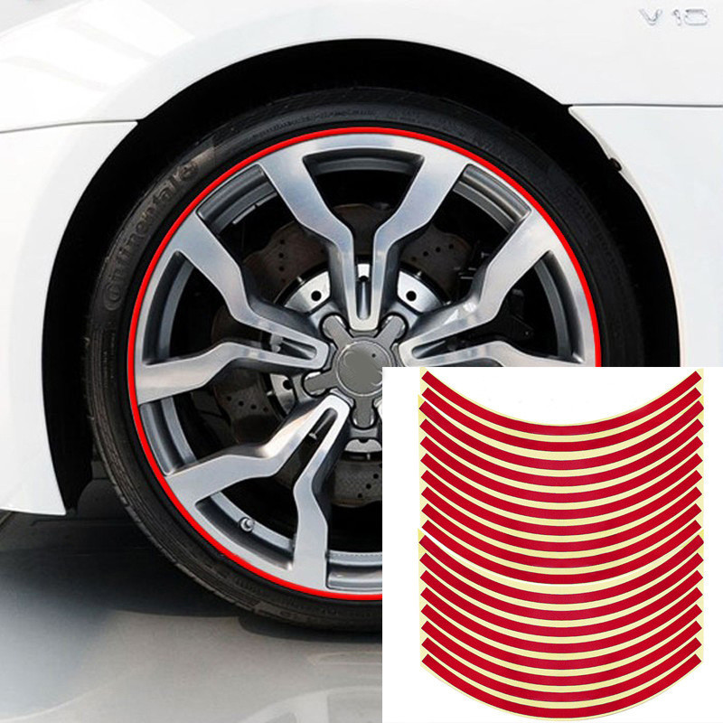 10寸-17寸彩色輪轂鋼圈汽車反光貼摩託車汽車輪胎圈反光貼紙熱銷三維大師