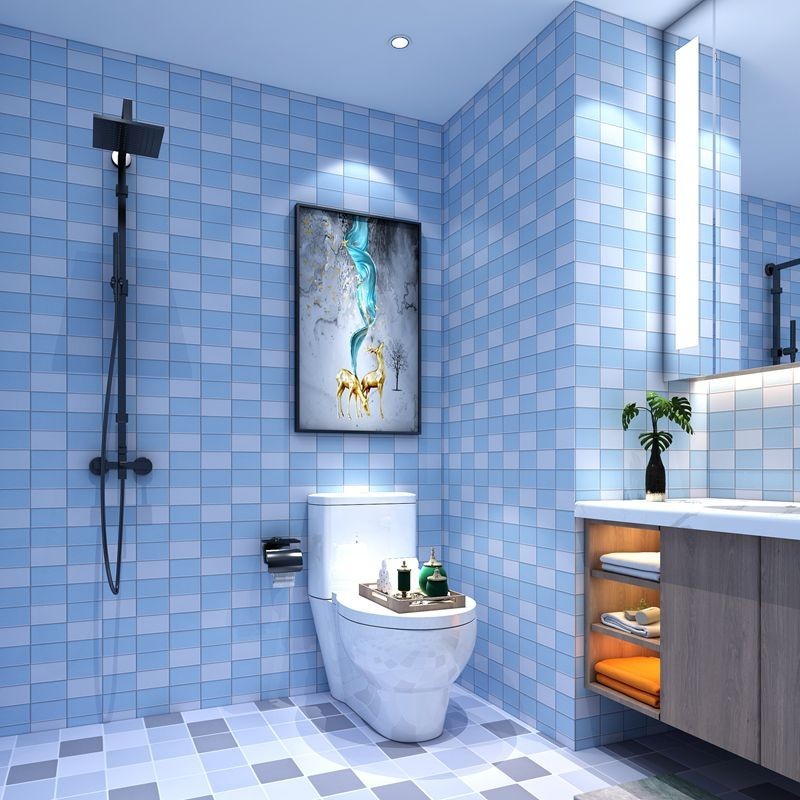 浴室防水自粘墻紙格子廁所壁紙墻貼加厚衛生間廚房防油貼紙裝飾