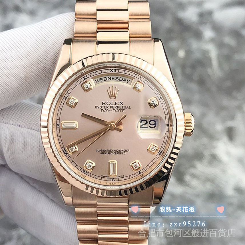 Rolex 勞力士星期日曆型118235玫瑰金鑽石刻度日曆機械女表36MM 潮流 時尚 休閒 商務 經典 手腕錶錶