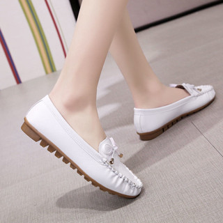 【GL SHOES】女鞋 豆豆鞋娃娃鞋 單鞋 一腳蹬平底鞋 春秋季軟底媽媽鞋牛筋底女鞋平底豆豆鞋女防滑舒適單鞋學生工作鞋