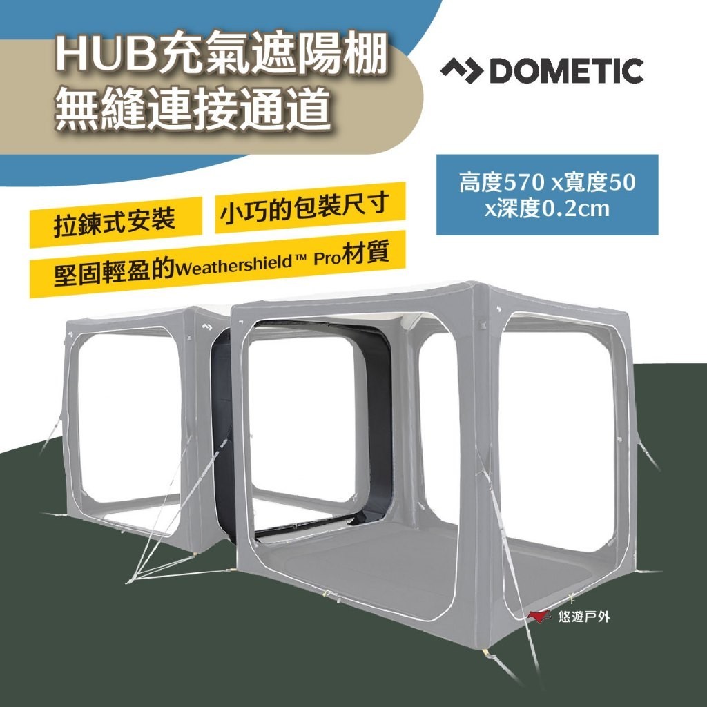 【Dometic】HUB充氣遮陽棚無縫連接通道 車宿露營 拉鍊式 空間延伸 擴充配件 露營 悠遊戶外