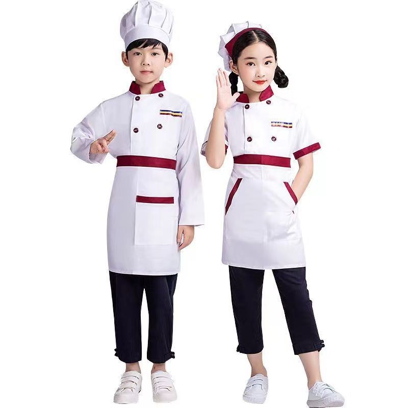🔥店長推薦🔥2023款兒童小學生廚師服套裝小廚幼兒園角色扮演兒童廚師帽