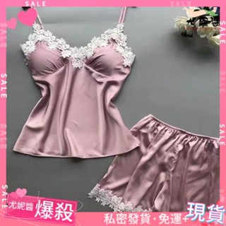 新款 免運啦💖春夏季性感弔帶夏季睡衣短褲套裝秋季胸墊胸帶兩件套大碼女士 2GUQ
