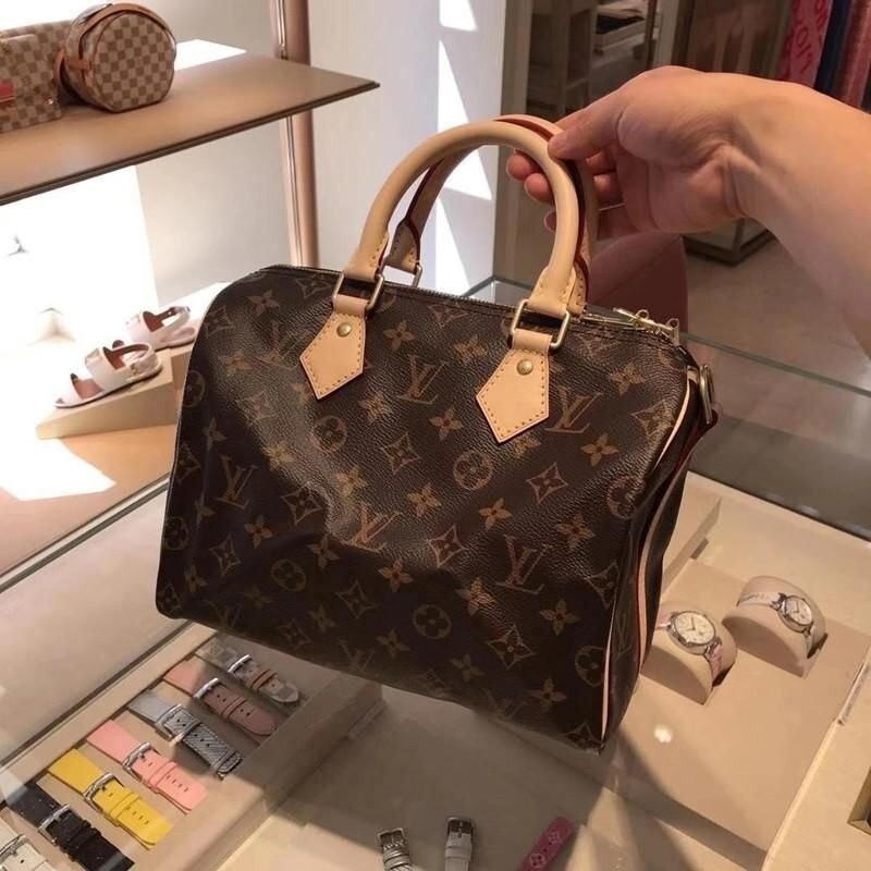 二手現貨 LV M41113 Bandoulière Speedy25 經典 老花 波士頓包 手提包 肩背包 女生枕頭包