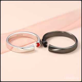 💖現貨💖指尖心頭情侶戒指男女一對 愛心對戒 客製化戒指 刻字戒指 開口戒指 純銀戒指 食指戒子 黑色戒指 XXII