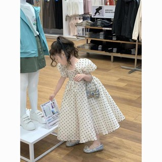 💕洋洋兒童店💕 女童夏季洋裝 女童連衣裙 女童夏季新款甜美連衣裙公主韓版波點方領泡泡禮服15 兒童洋裝 女童公主裙