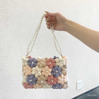 臺灣熱銷🎁手工編織包 DIY針織包包 毛線編織 Stuuuly手工diy花朵包珍珠編織自製材料包毛線鉤織成品手提包斜挎