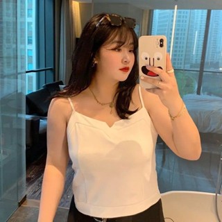 超大碼胖mm2-300斤純色弔帶背心女內搭性感顯瘦寬鬆打底衫上衣ins GXCH