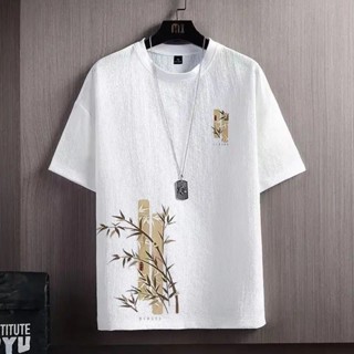 冰絲涼感衣男|大尺碼公斤男裝上衣新中式冰絲上衣|短袖T恤男夏季薄款涼感T恤|寬鬆半袖體恤|韓係穿搭|韓版衣服