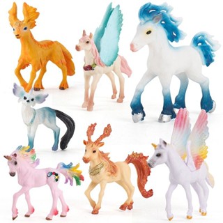 ✨甄選新品✨模擬神話故事精靈模型中款獨角獸飛馬實心塑膠室內擺件h6🎇x6