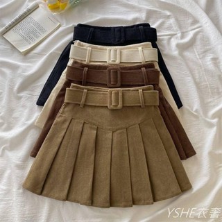 YSHE衣奢 燈芯絨百褶裙女 2024春秋冬新款高腰顯瘦學院風超火半身裙a字短裙