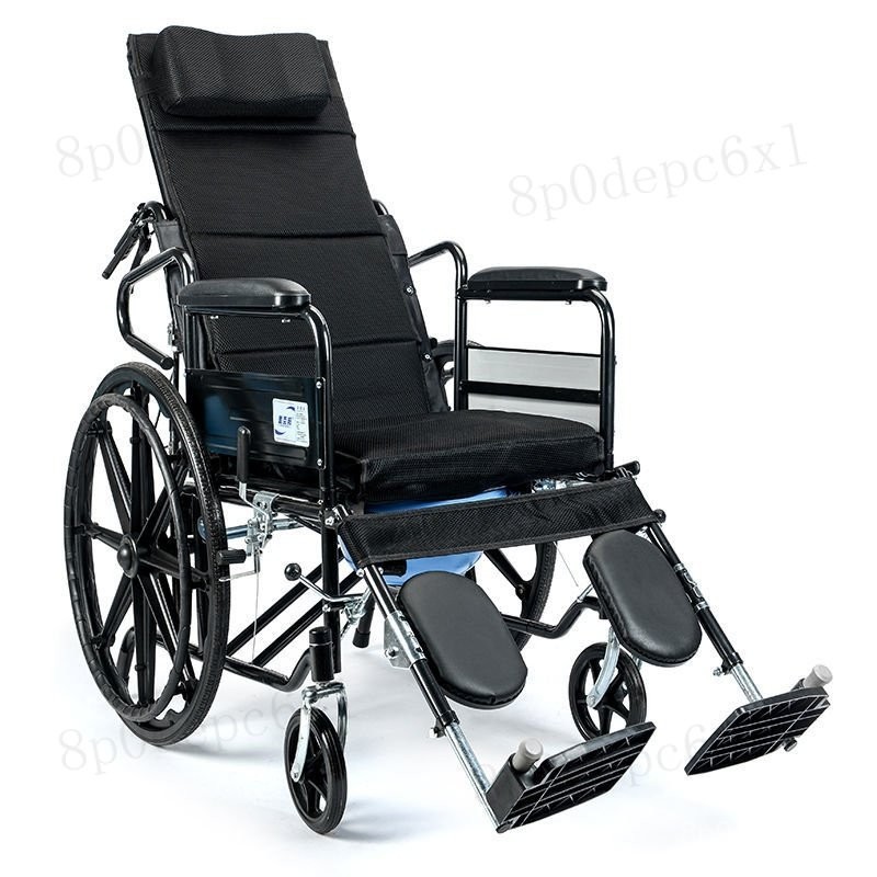 【廠傢直銷】全躺輪椅 可折疊 輕便 帶做便老人輪椅 車癱瘓病人可擡腿代步車 輪椅 可折疊輪椅 鋁合金輪椅 輕便輪椅車