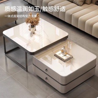 巖闆茶幾輕奢現代簡約傢用茶幾客廳傢用小戶型陽臺意式方形邊桌