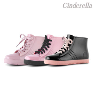 Cinderella 低幫短筒學生低筒矮筒防雨係帶闆鞋水靴防滑膠鞋防水鞋 雨靴雨靴女 雨鞋雨鞋 時尚雨鞋雨靴 防滑雨鞋