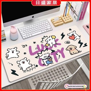 【日盛家居】線條小狗桌墊 小白狗滑鼠墊 超大號可愛卡通鍵盤墊 辦公學習桌墊 電腦遊戲鍵盤墊