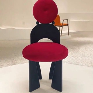 「Baby Time」北歐法式侘寂風耳環餐椅家用設計師復古化妝椅簡約中古實木靠背椅