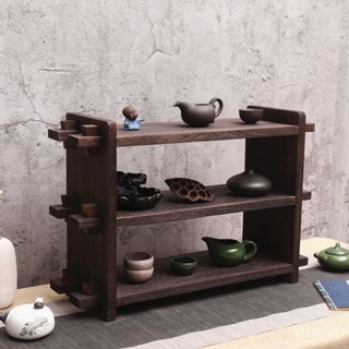 燒桐木 複古 多層 小博古架 實木 茶道 茶具 收納架 展示架 茶壺 桌麵 置物架