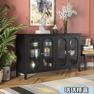 【熱銷】美式實木餐邊櫃置物櫃酒櫃綠色複古傢具法式客廳廚房邊櫃子儲物櫃CHN