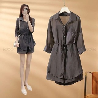 限時特價🔥POLO領上衣休閑闊腿褲套裝 大碼女裝夏季套裝女2024新款百搭背心POLO領上衣休閑闊腿褲三件套 大碼套裝