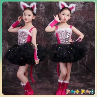 💎免運💎兒童演出服愛跳舞的小怪獸表演服學貓叫蓬蓬裙幼兒園貓咪動物服裝 兒童表演服 動物表演服 貓咪服 元旦 校慶表演