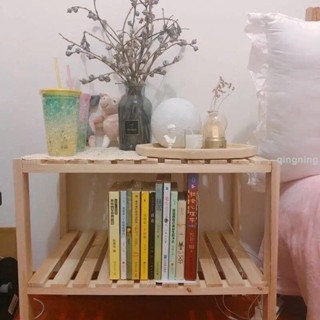 床頭櫃北歐風排骨架實木置物架臥室木架子落地木製飄窗收納架ins風-青檸家居