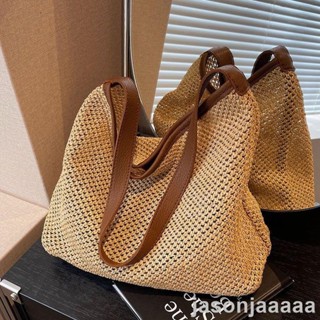 【新品免運】2024夏季沙灘包 大容量 簡約 編織 包包女 海灘度假 托特包 小眾設計 百搭 腋下包